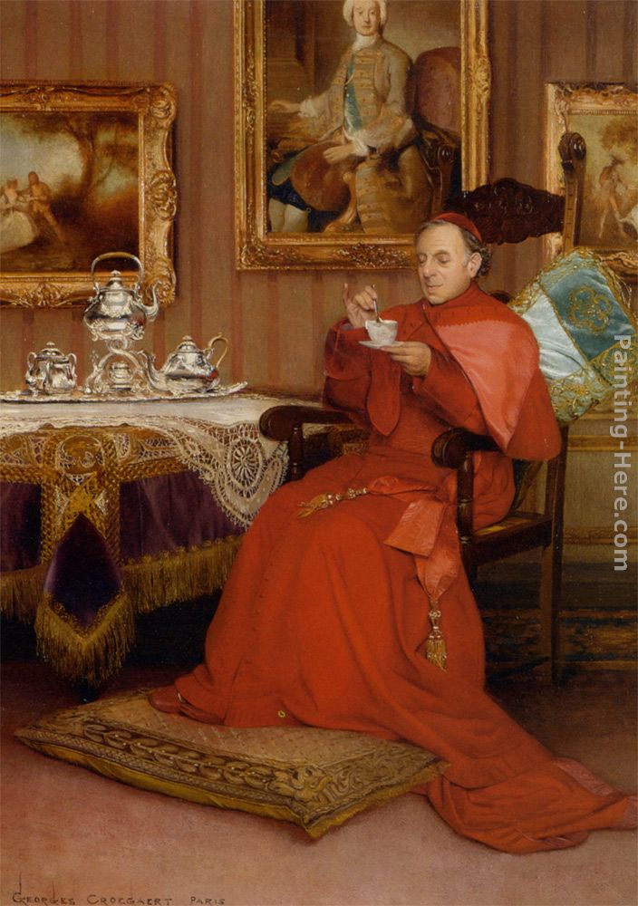 Tea Time painting - Georges Croegaert Tea Time art painting